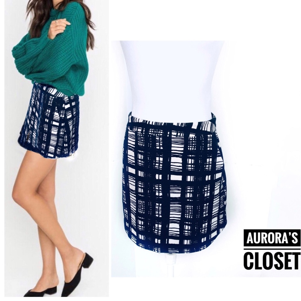 Lush L Black Window Pane Mini Skirt